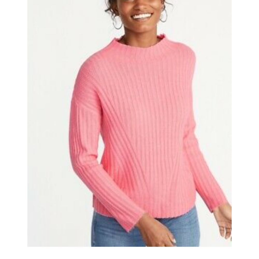 Old Navy Mock Neck Rib Knit Women Sweater Size LARGE NWT